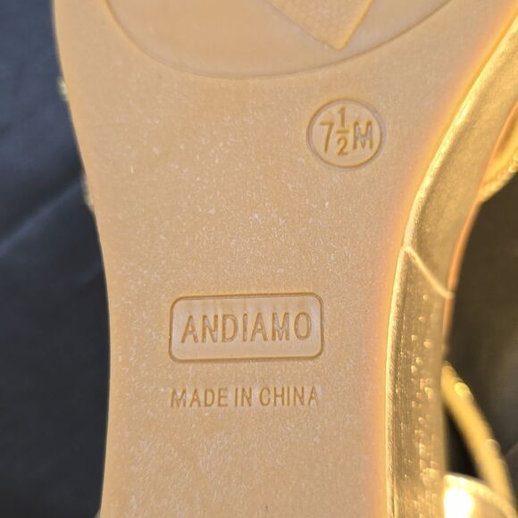 BRAND NEW ANDIAMO MULTI-STRAP RHINESTONE EMBELLISHMENTS OPEN-TOE WEDGE SANDAL - Picture 11 of 12